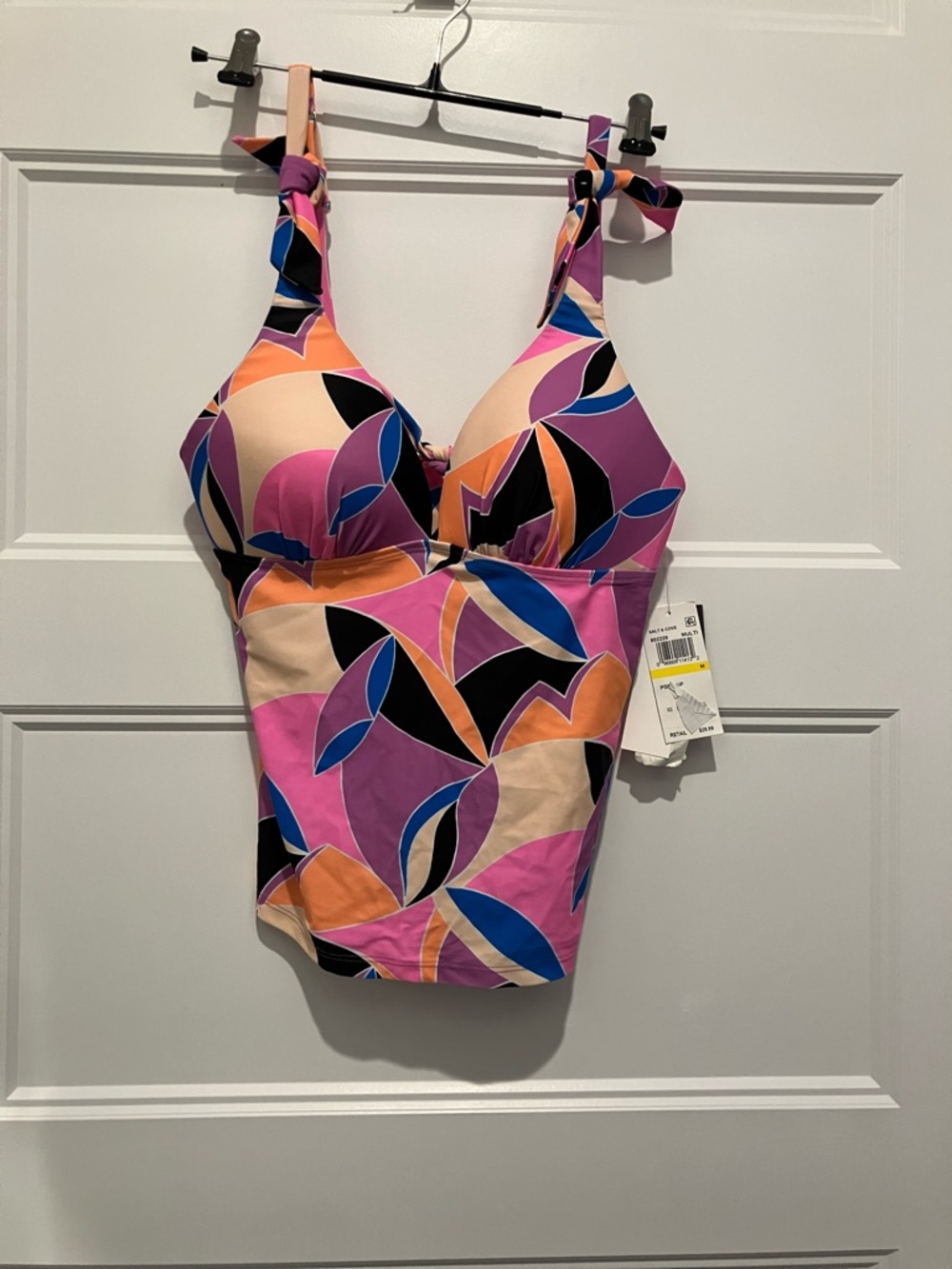 NWT Salt + Cove Multi-Color Leaf-Print Tankini Top in Pink and Purple